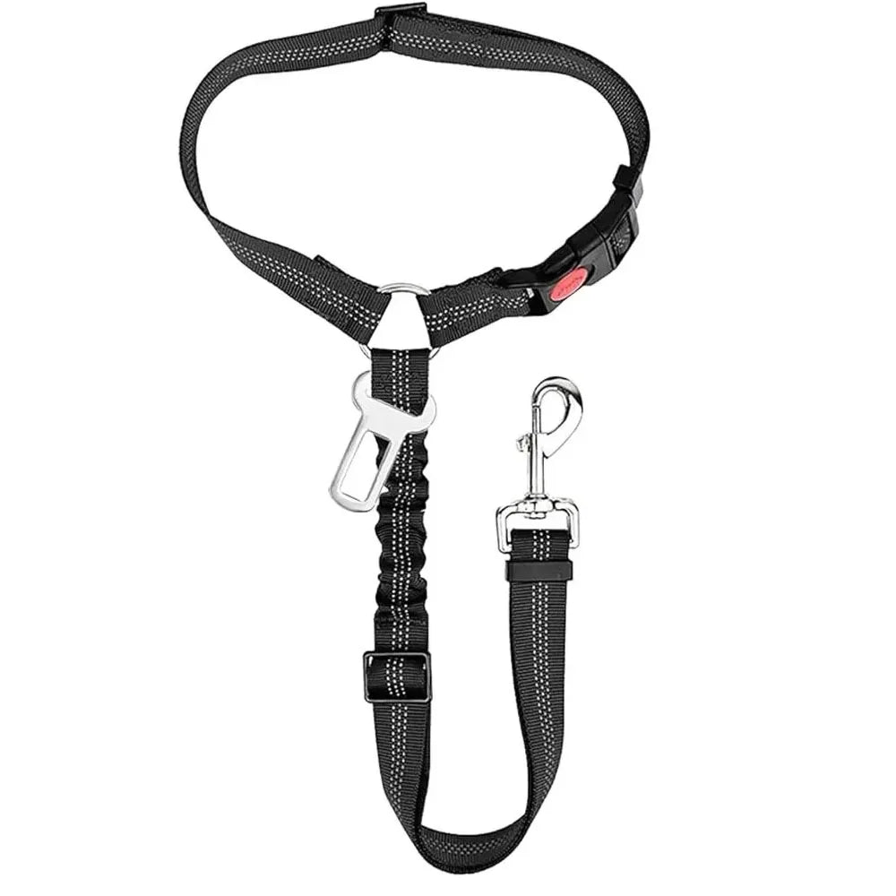 2-In-1 Adjustable Reflective Dog Car Seat Belt Restraint