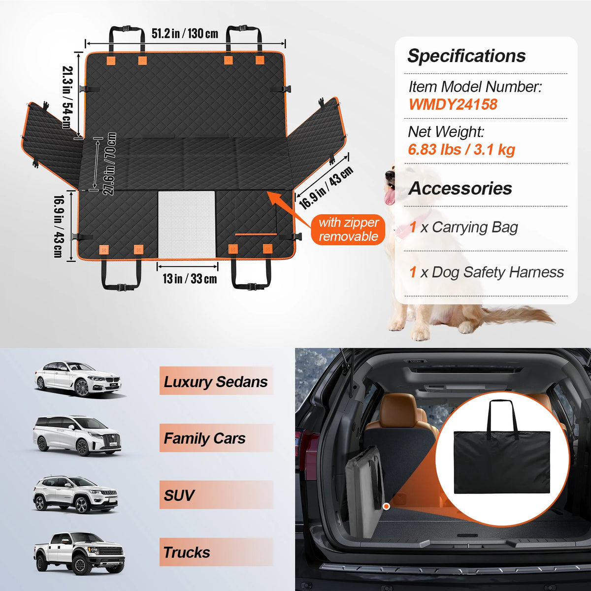 SucceBuy Back Seat Extender Dog Car Hammock