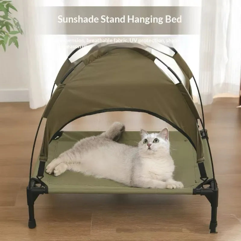 Elevated Pet Bed With Detachable Sunshade Canopy
