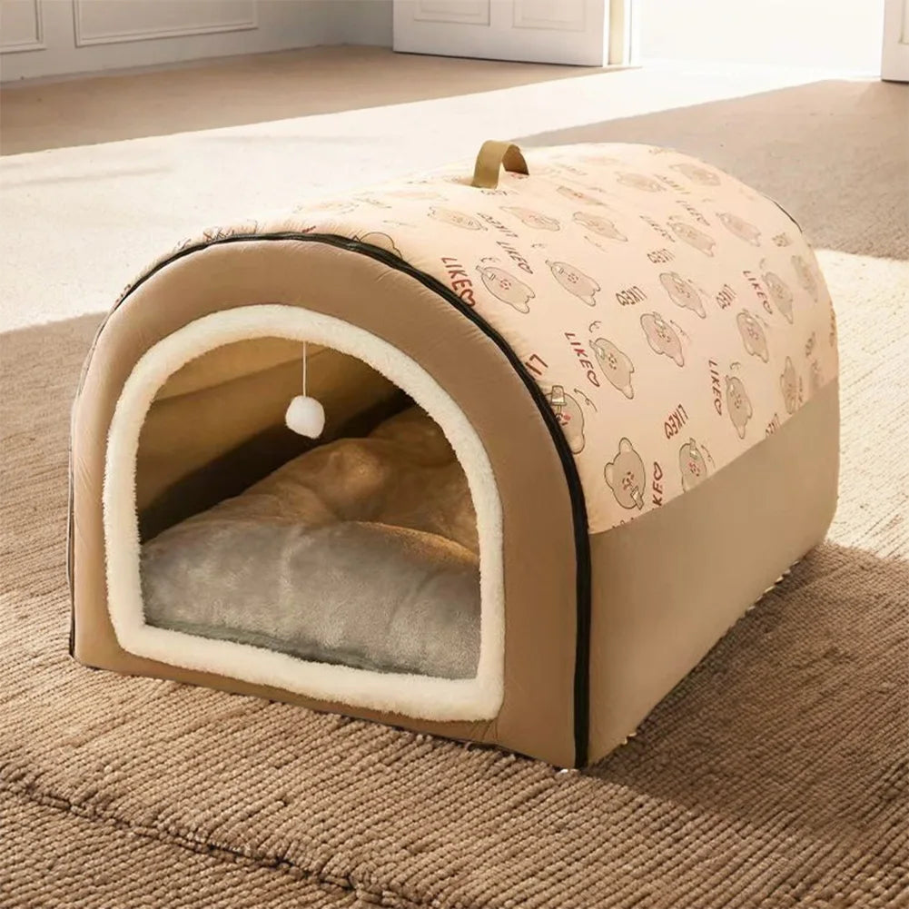 Detachable Washable Cat And Dog Cave Bed House