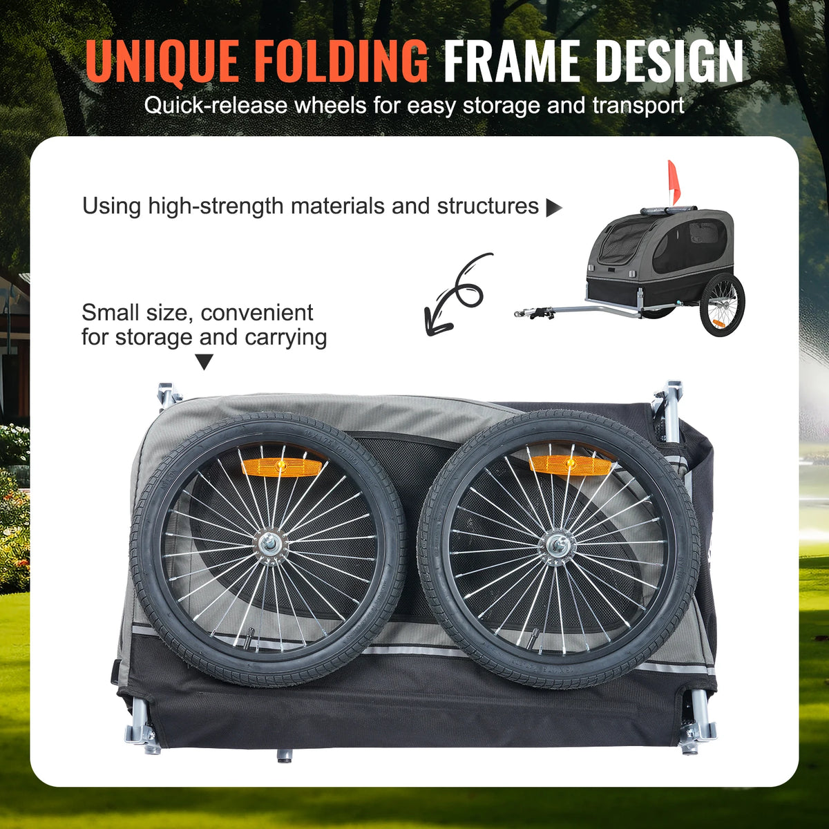 SucceBuy Collapsible Dog Bicycle Trailer Carrier with Wheels