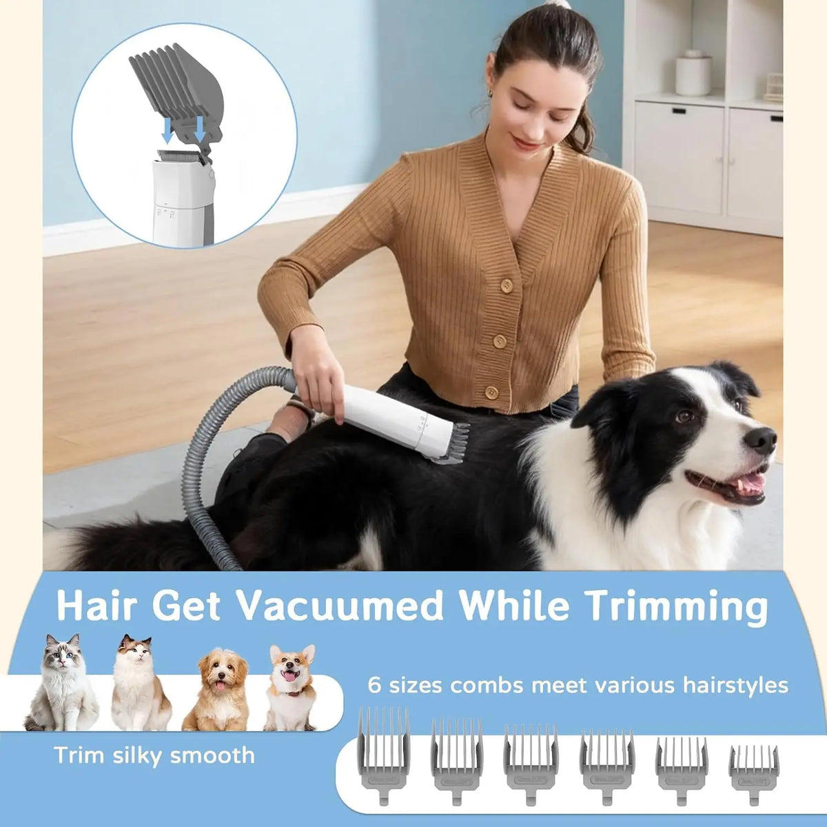 Dog Grooming Vacuum Kit With Deshedding Tools