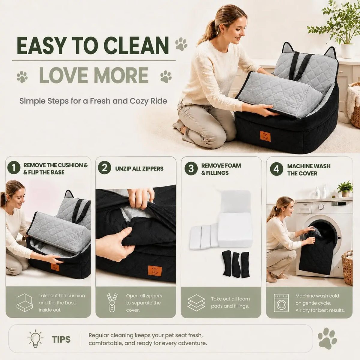 Dog Car Seat Booster With Safety Belt For Travel
