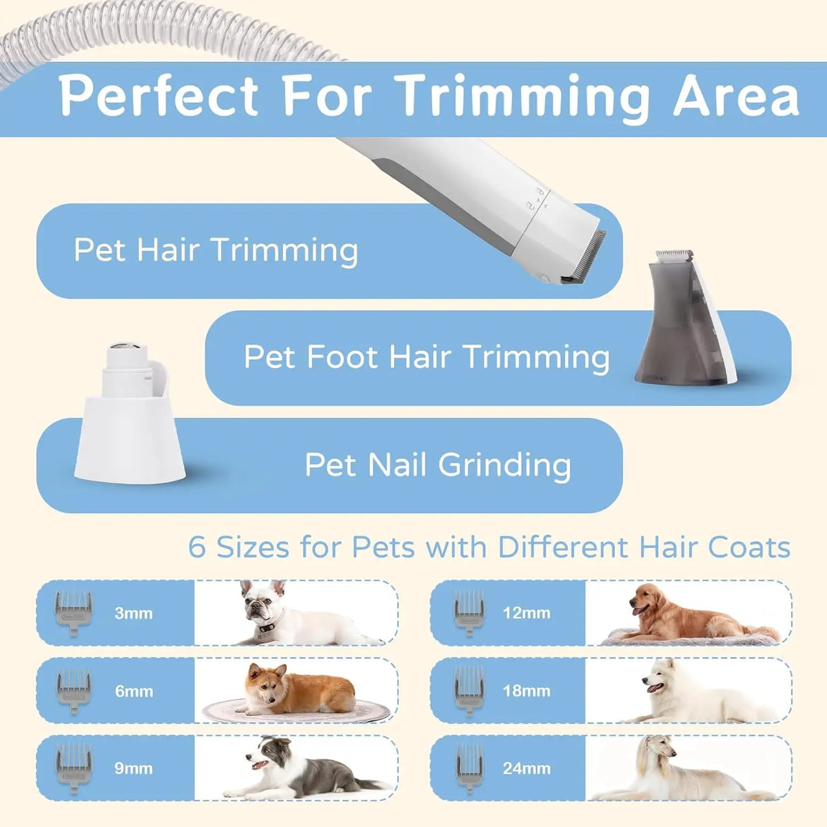 Dog Grooming Vacuum Kit With Deshedding Tools