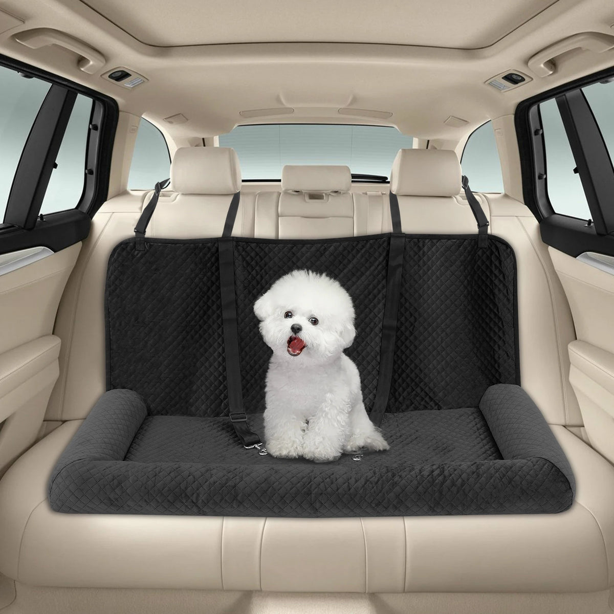 Bymaocar Dog Car Seat Bed With Safety Tethers