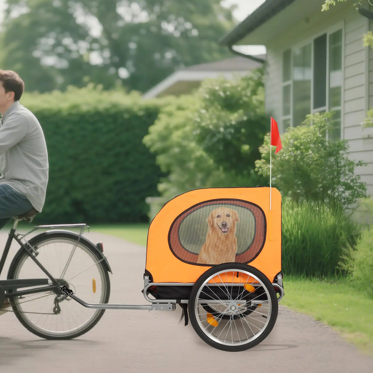 Foldable Dog Bike Trailer With Quick Release Wheels