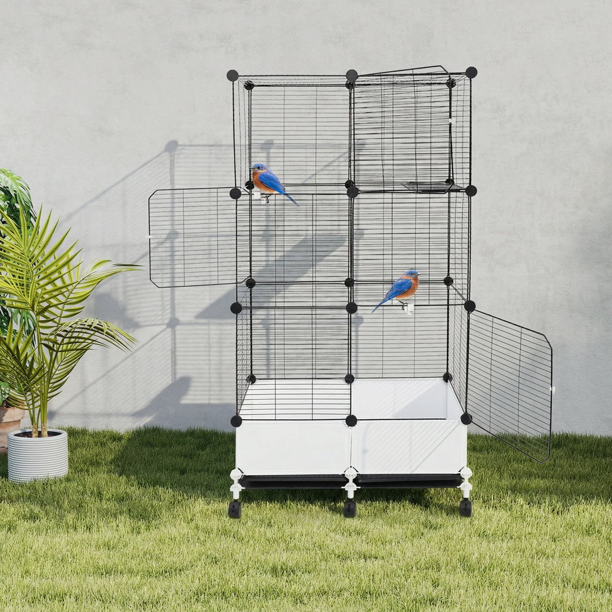 Parrot Cage With Splash Guard And Locking Wheels