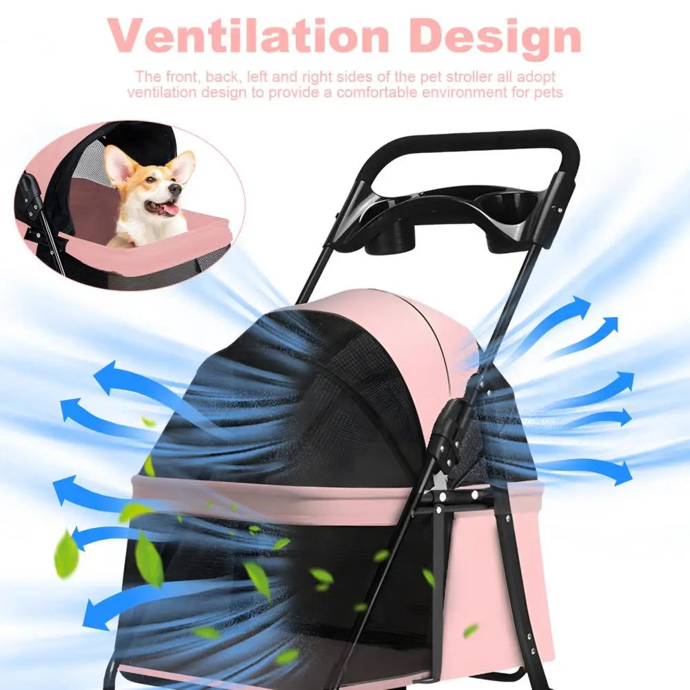 Breathable Mesh Pet Stroller With Visible Window