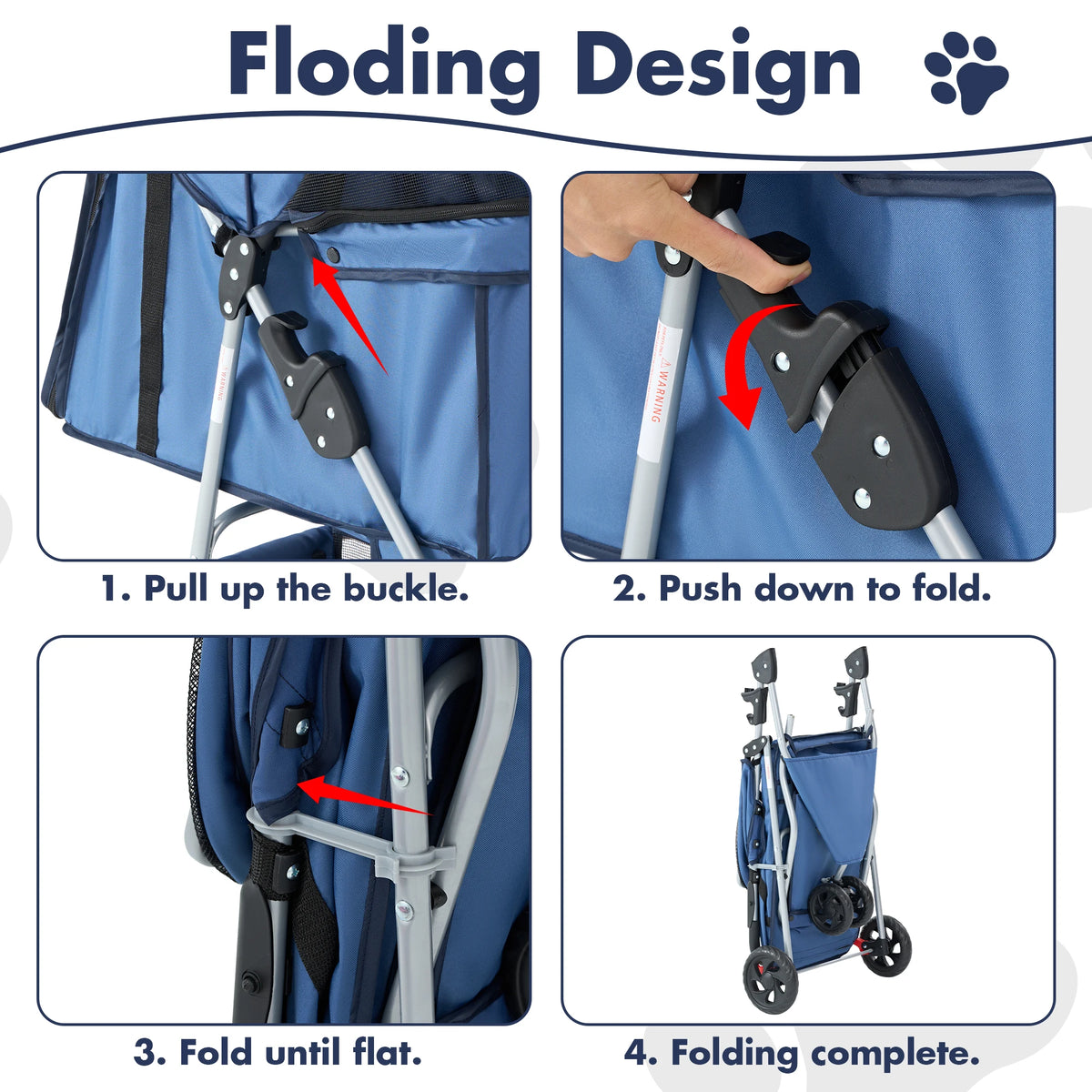 Foldable Three-Wheel Pet Stroller for Dogs and Cats