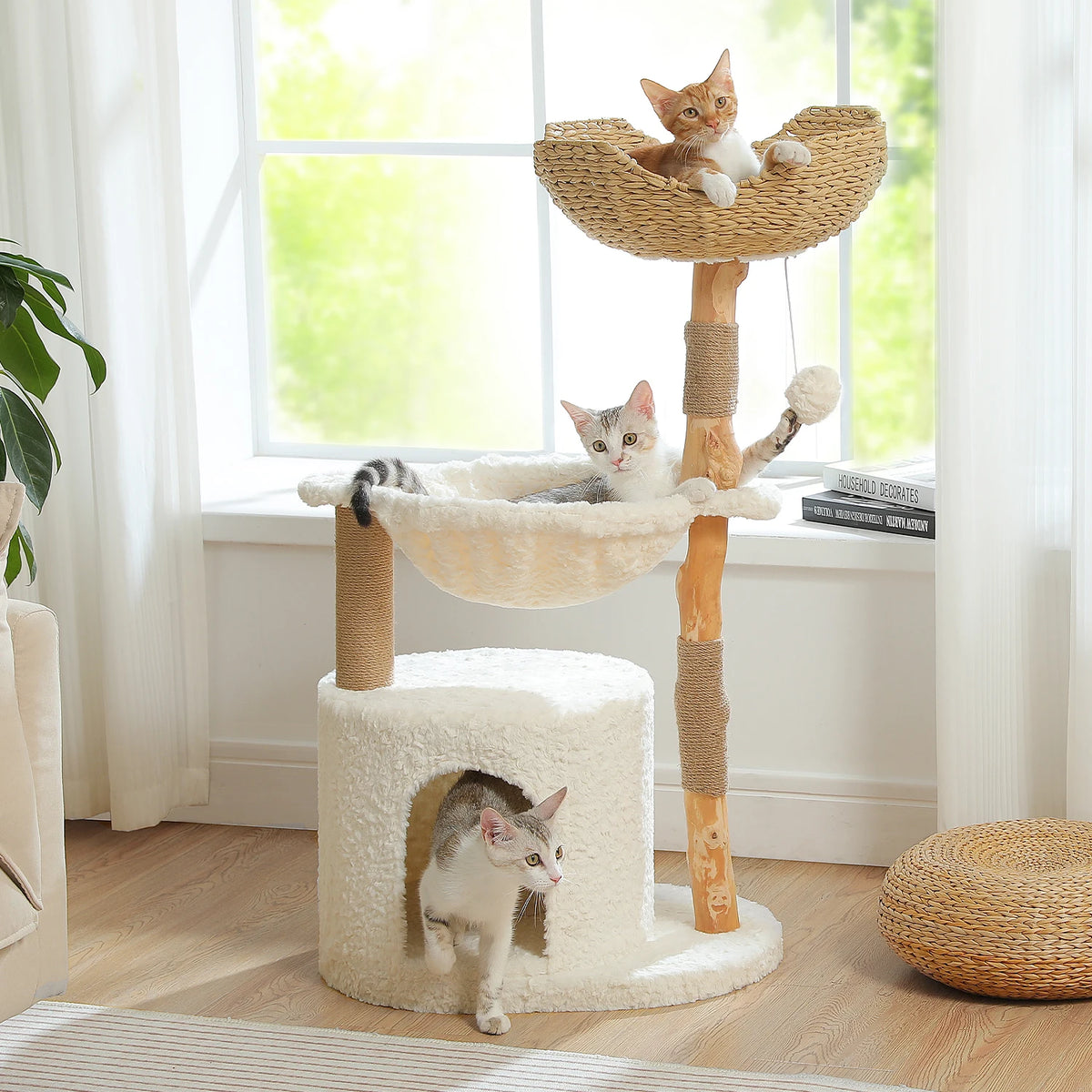 PAWZ Road Modern Cat Tree Tower With Wood Scratching Posts