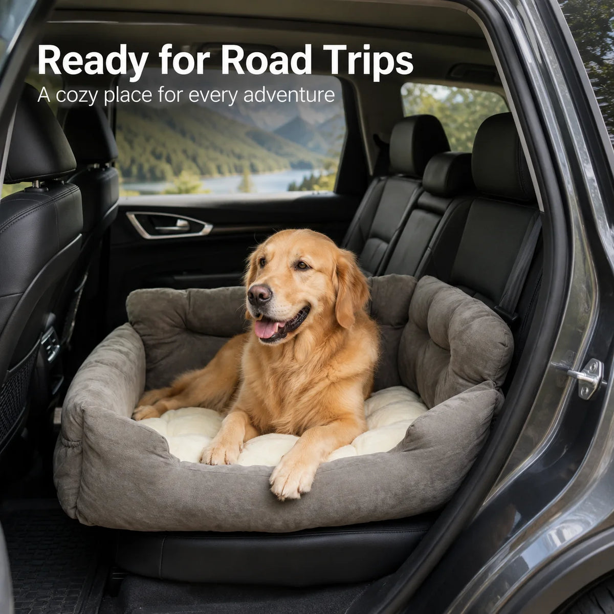 Portable Pet Car Seat With Safety Leash And Storage Pockets