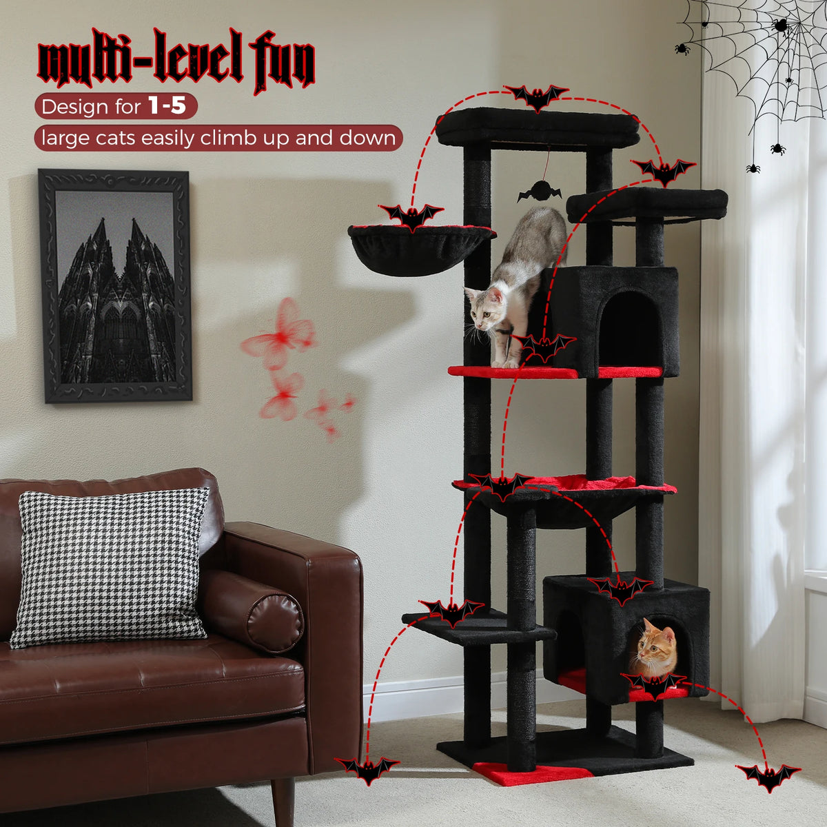 PAWZ Road Tall Cat Tree With Hammock Scratching Posts