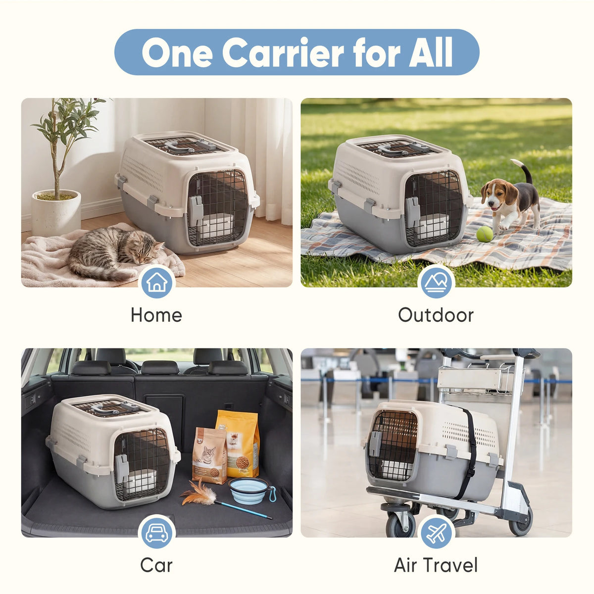 JHK Pet Carrier for Small Dogs and Cats with Latches