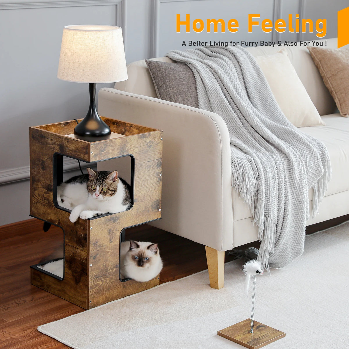 PAWZ Road Wood Cat Condo With Scratching Pad