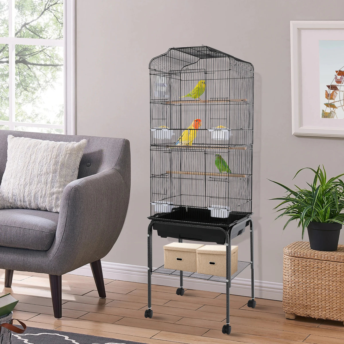 Bird Cage With Stand And Wheels