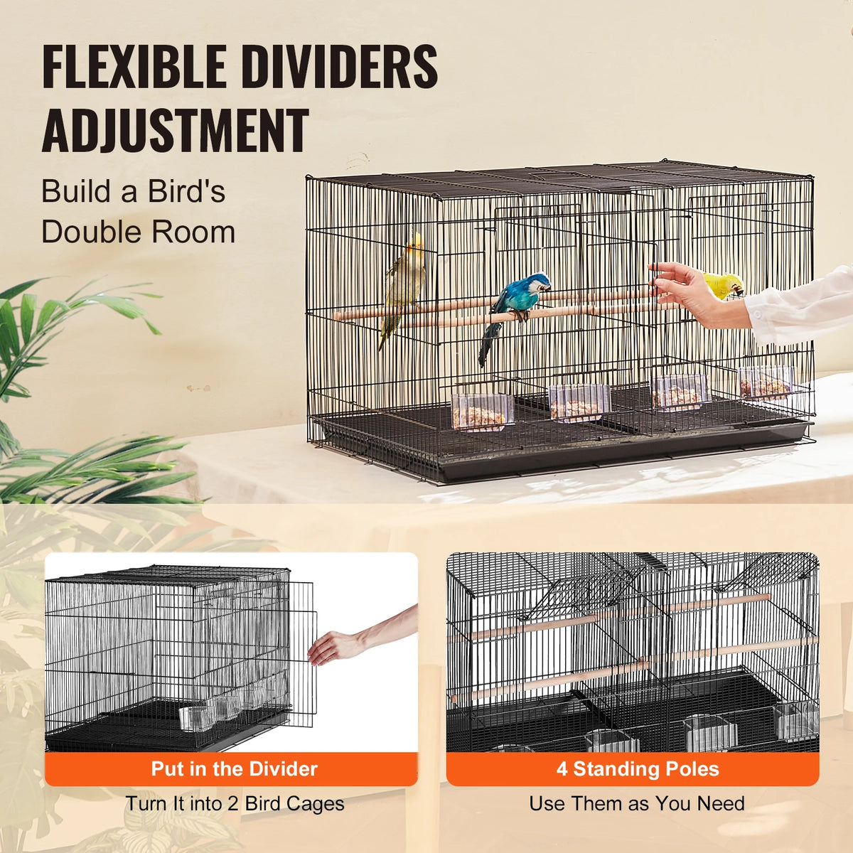 SucceBuy Flight Bird Cage Stackable Divider For Travel Pets