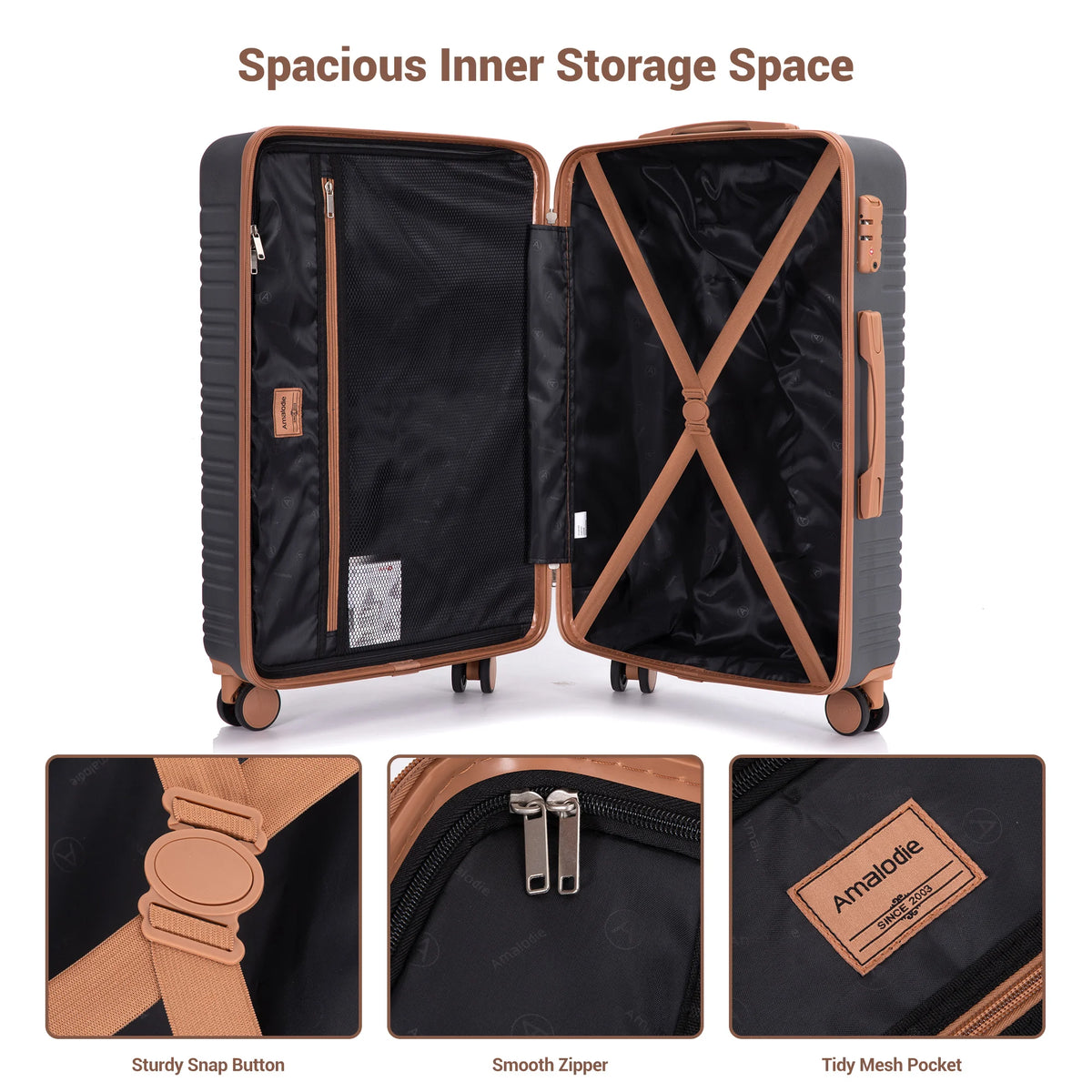 TRIPCOMP 6-Piece Luggage Set With Spinner Wheels TSA Lock