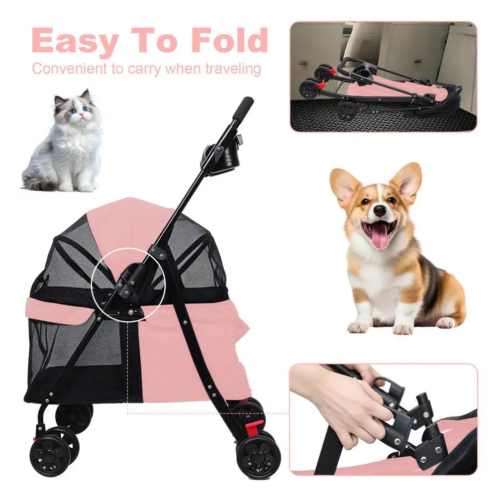 Breathable Mesh Pet Stroller With Visible Window