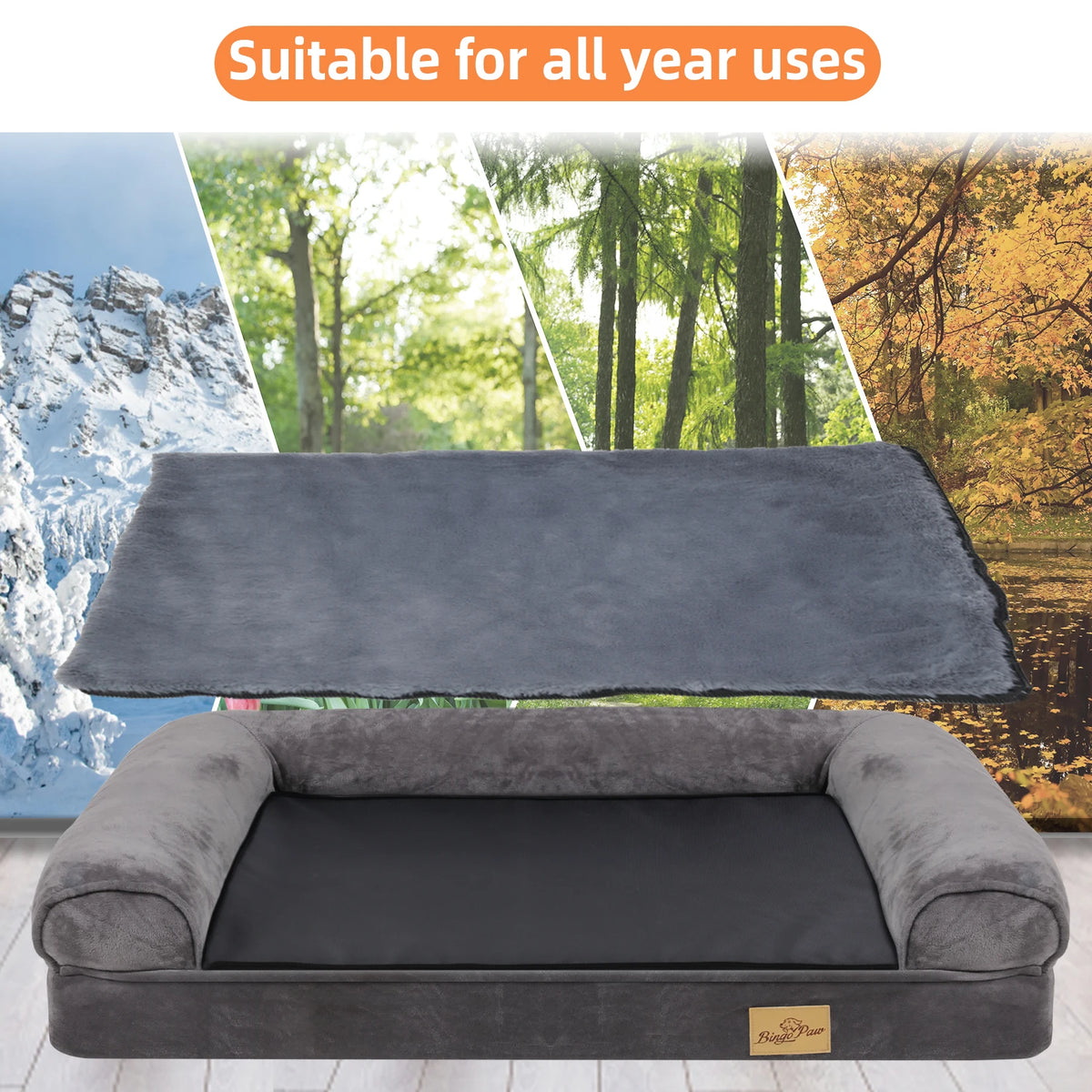 BINGOPAW Orthopedic Waterproof Dog Bed With Sides