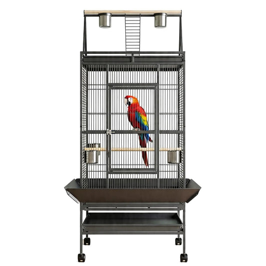 HiMISS Bird Cage With Rolling Stand And Play Top