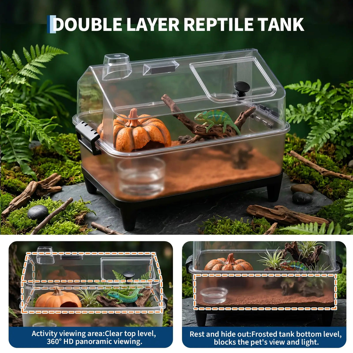 HiMISS Small Reptile Terrarium Kit With Lid And Acrylic Tank