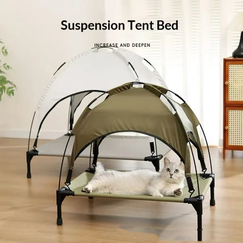 Elevated Pet Bed With Detachable Sunshade Canopy