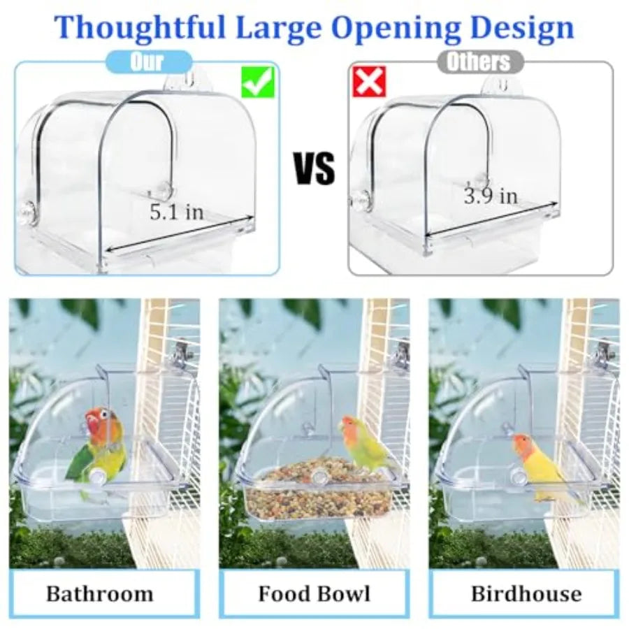 Hanging Bird Cage Bath Feeder Tray For Small Birds