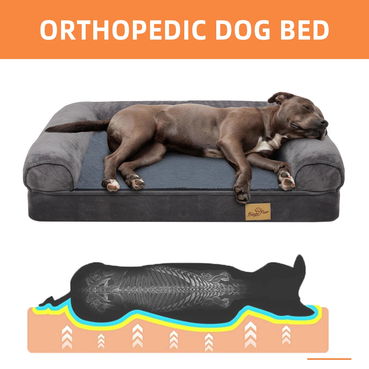 BINGOPAW Orthopedic Waterproof Dog Bed With Sides