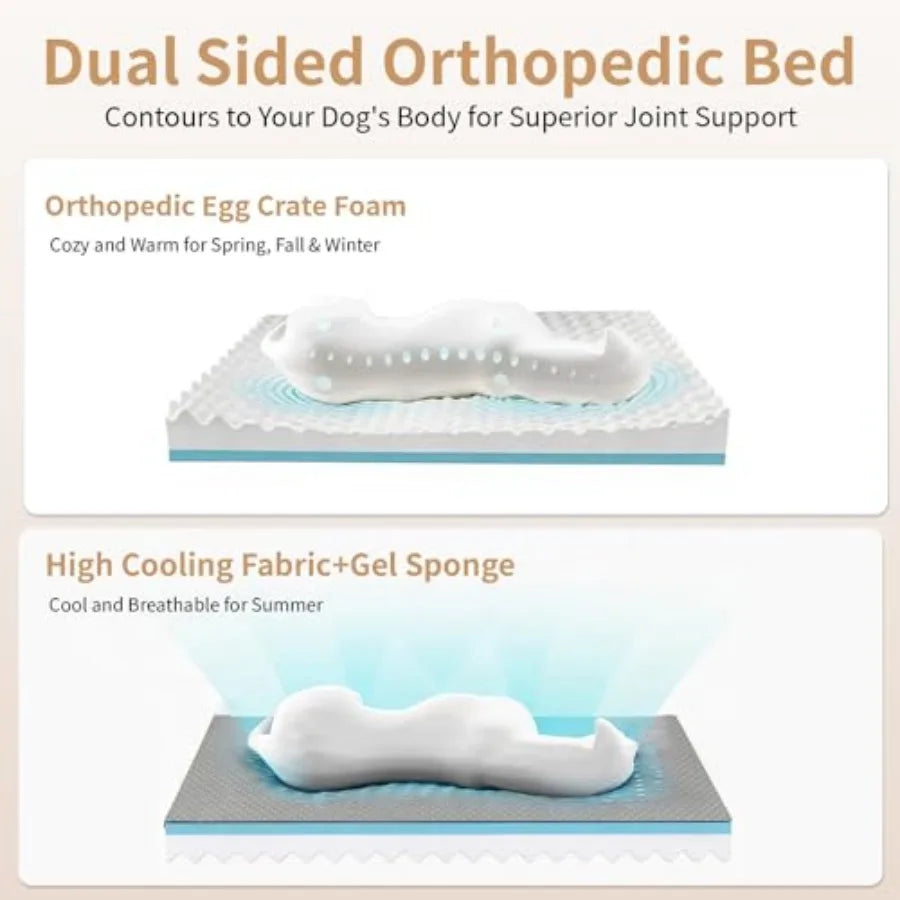 Cooling Gel Memory Foam Orthopedic Waterproof Dog Bed