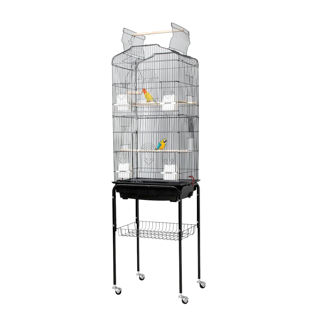 HiMISS Bird Cage With Playtop And Rolling Stand