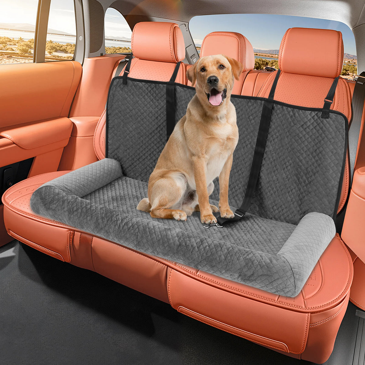 Bymaocar Dog Car Seat Bed With Safety Tethers