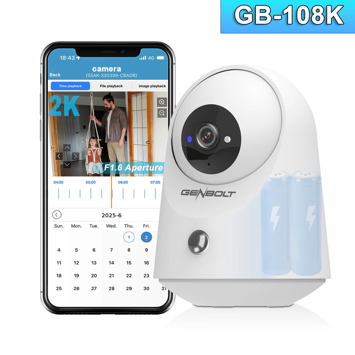 GENBOLT 2K WiFi Indoor Security Camera With PTZ