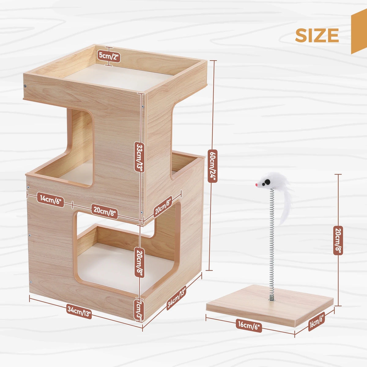 PAWZ Road Wood Cat Condo With Scratching Pad