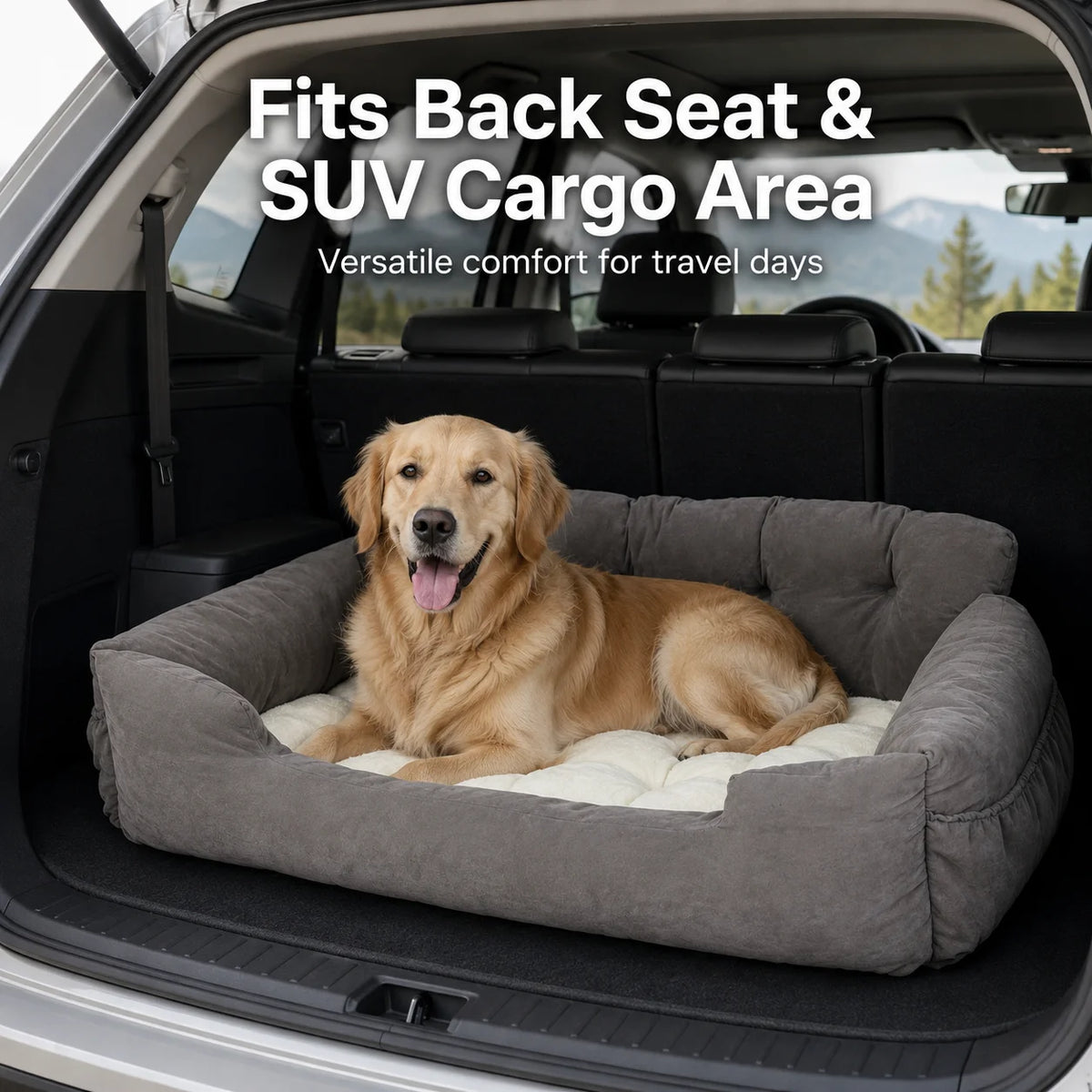 Portable Pet Car Seat With Safety Leash And Storage Pockets