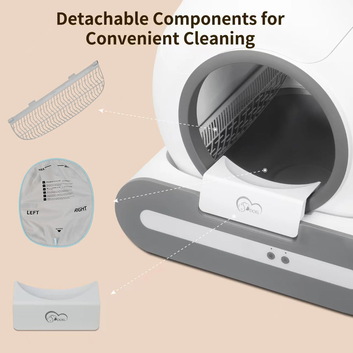 DOEL Self Cleaning Cat Litter Box With 2.4G WiFi App Control