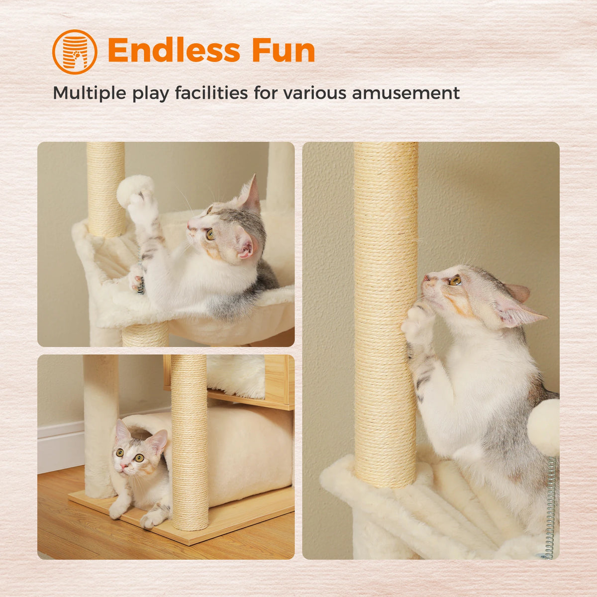 PAWZ Road Height Adjustable Cat Tree With Hammock