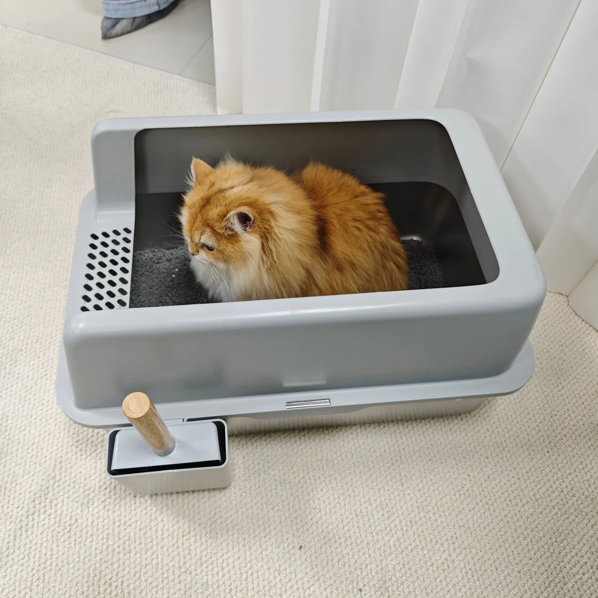 Stainless Steel Cat Litter Box With Litter Mat