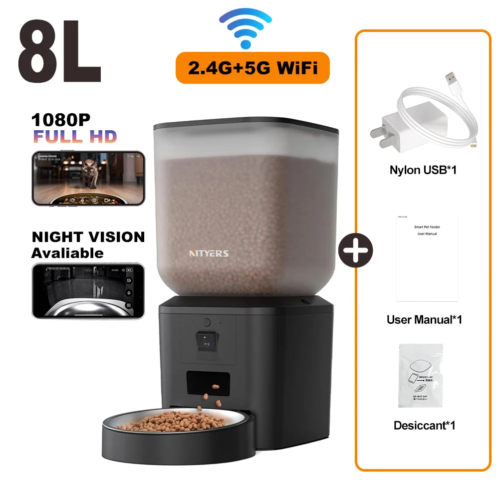 Nityers Automatic Cat Feeder With 1080p Camera