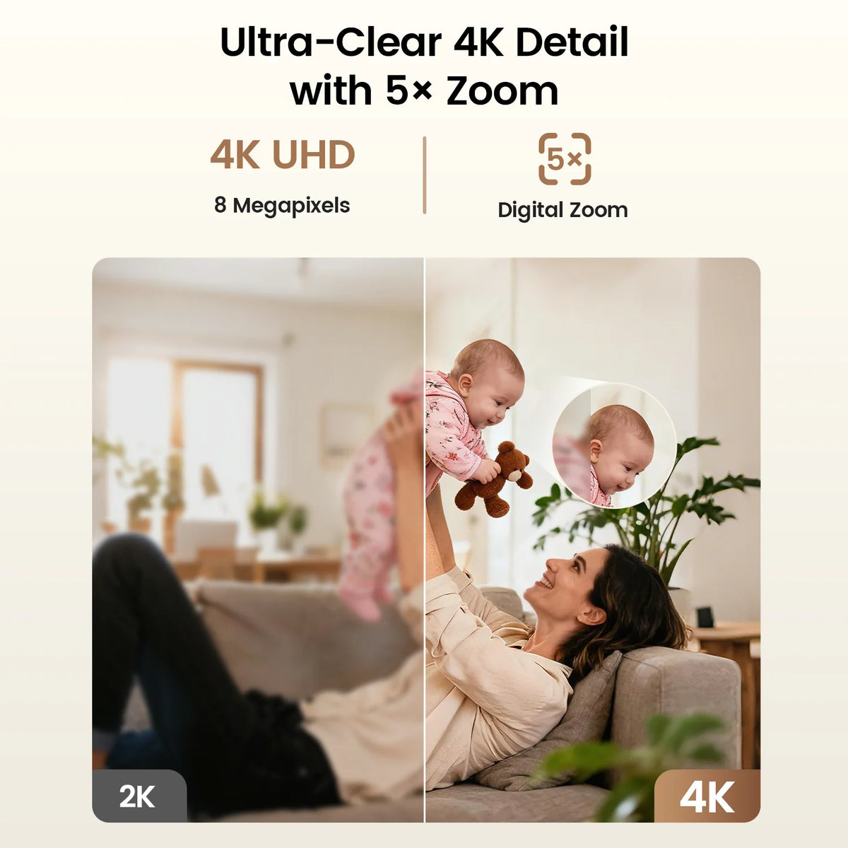 ZOSI Indoor Pan Tilt Security Camera 360 AI Human Tracking
