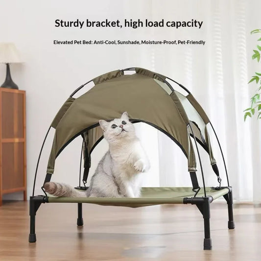 Elevated Pet Bed With Detachable Sunshade Canopy