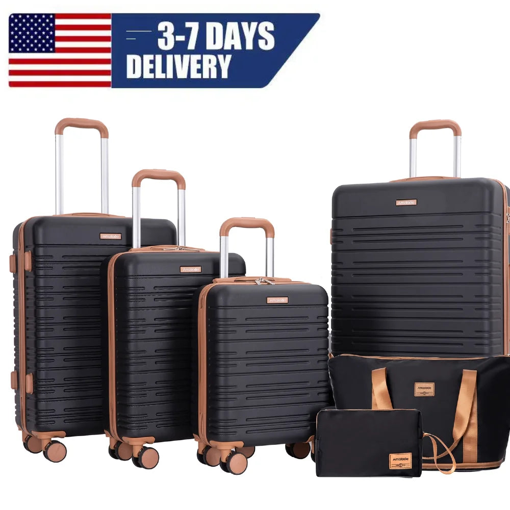 TRIPCOMP 6-Piece Luggage Set With Spinner Wheels TSA Lock