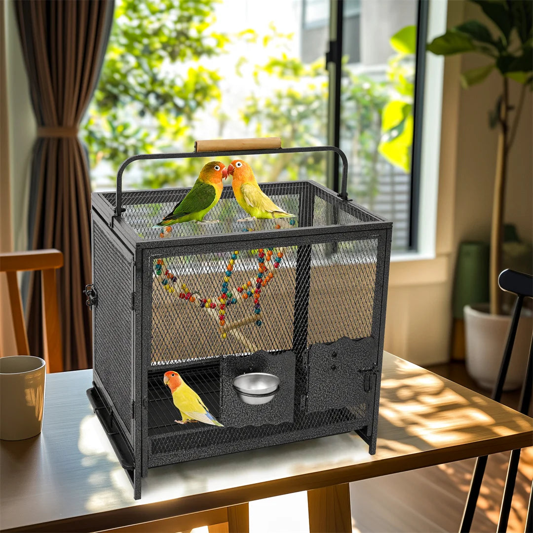 Foldable Portable Bird Cage Playpen With Tray And Hammock