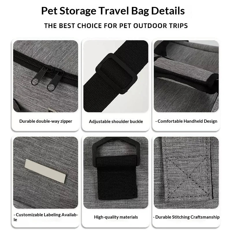 Foldable Pet Travel Backpack With Food Pouch