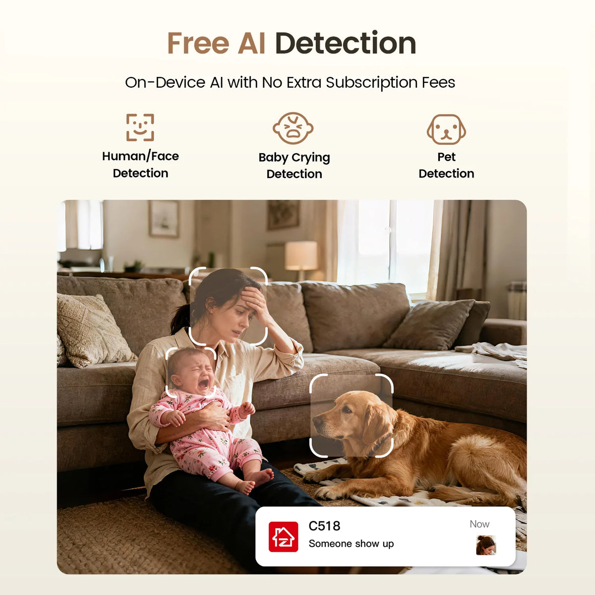 ZOSI Indoor Pan Tilt Security Camera 360 AI Human Tracking