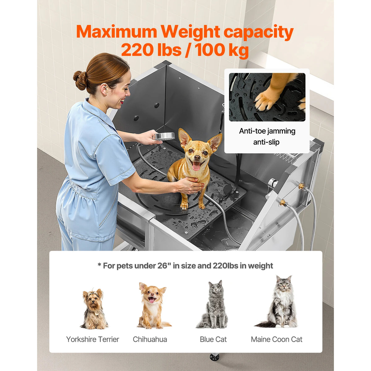 SucceBuy Stainless Steel Dog Grooming Wash Station