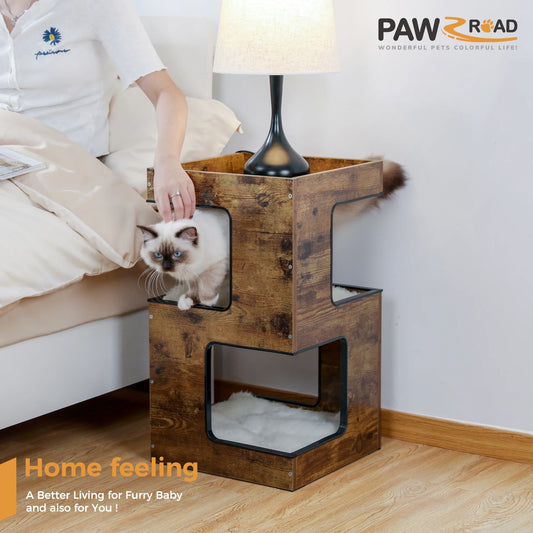 PAWZ Road Wood Cat Condo With Scratching Pad