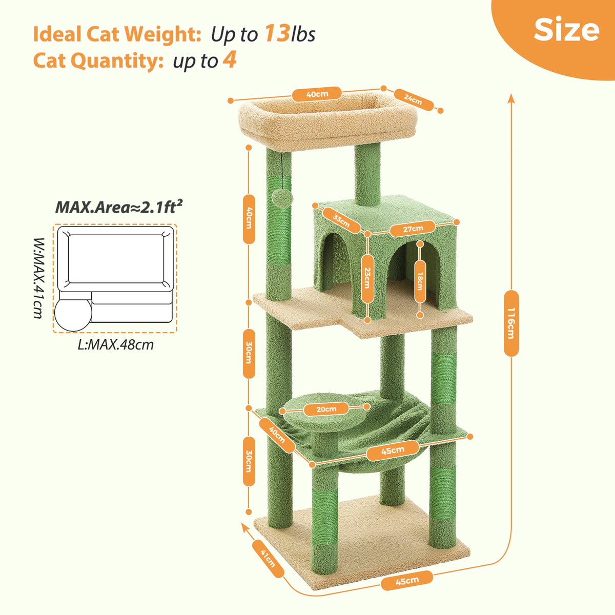 PETEPELA Cat Tree Indoor 5 Level Tower for Large Cats