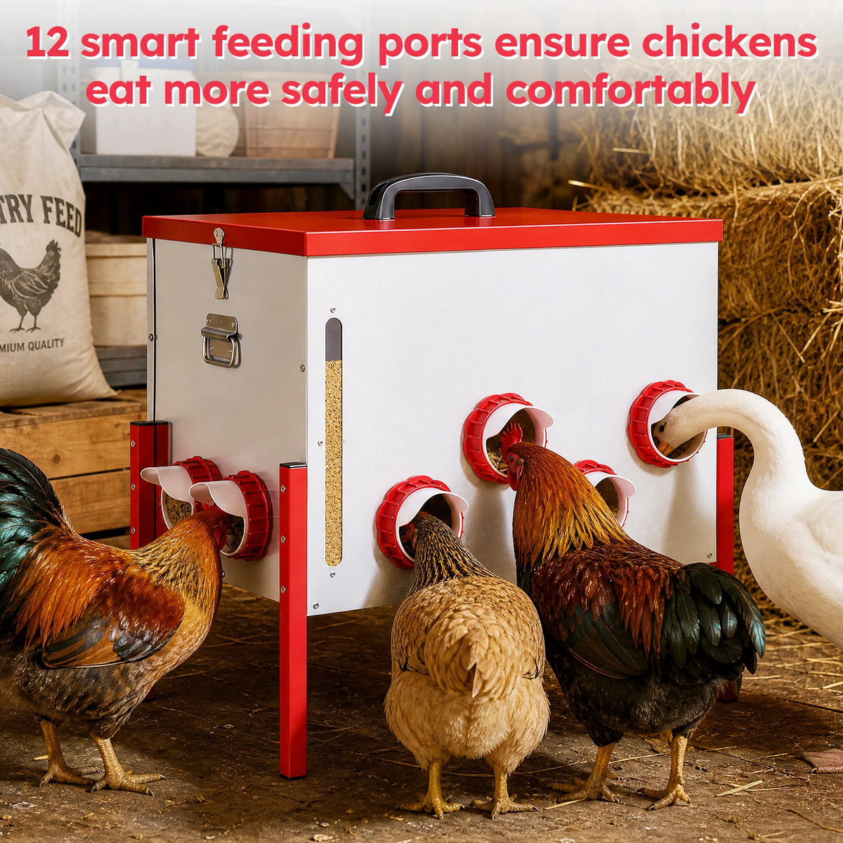 Automatic Metal Poultry Feeder With Adjustable Stand