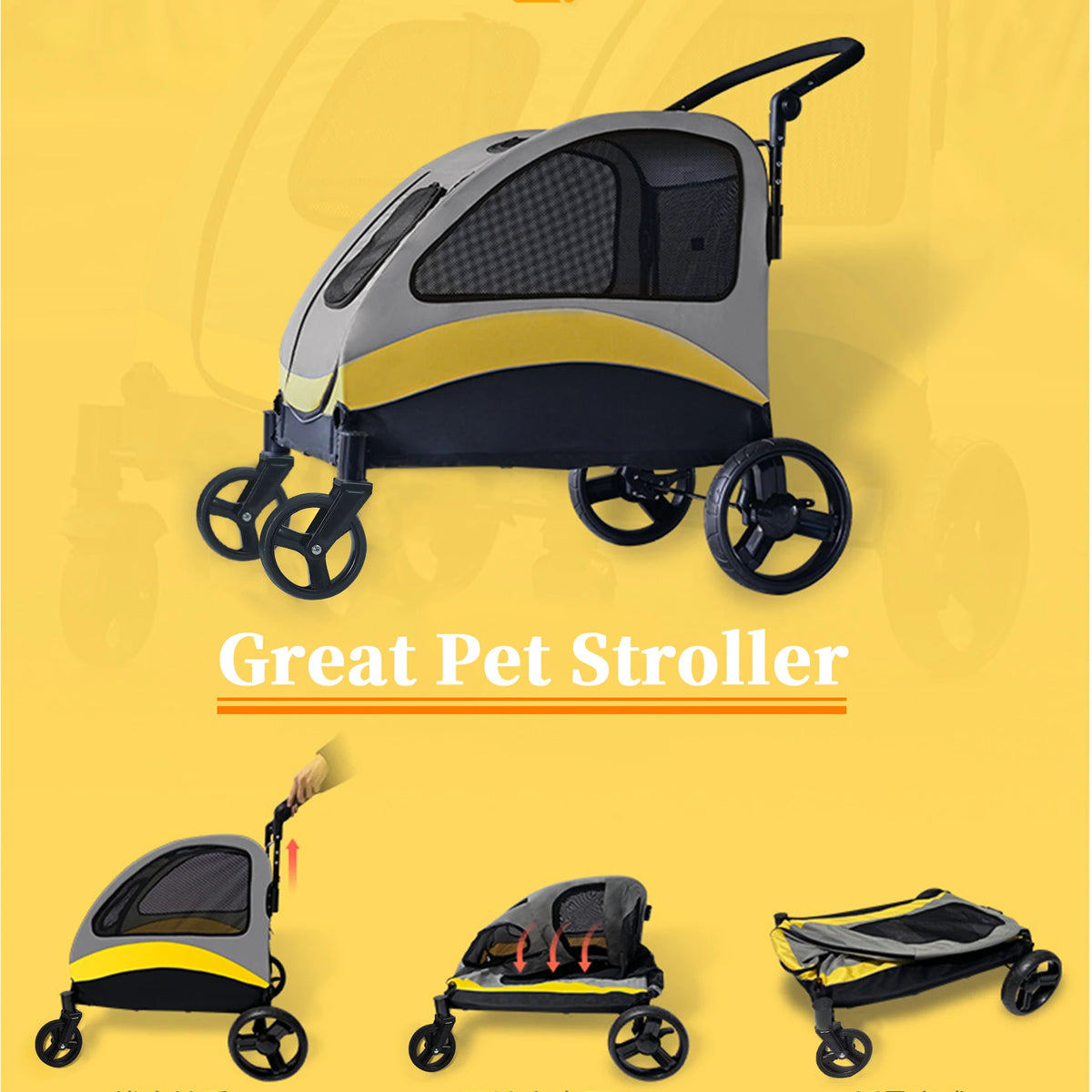 Foldable Breathable Dog and Cat Travel Stroller