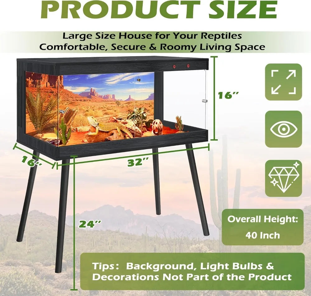 Reptile Tank With Stand And Built In Lighting